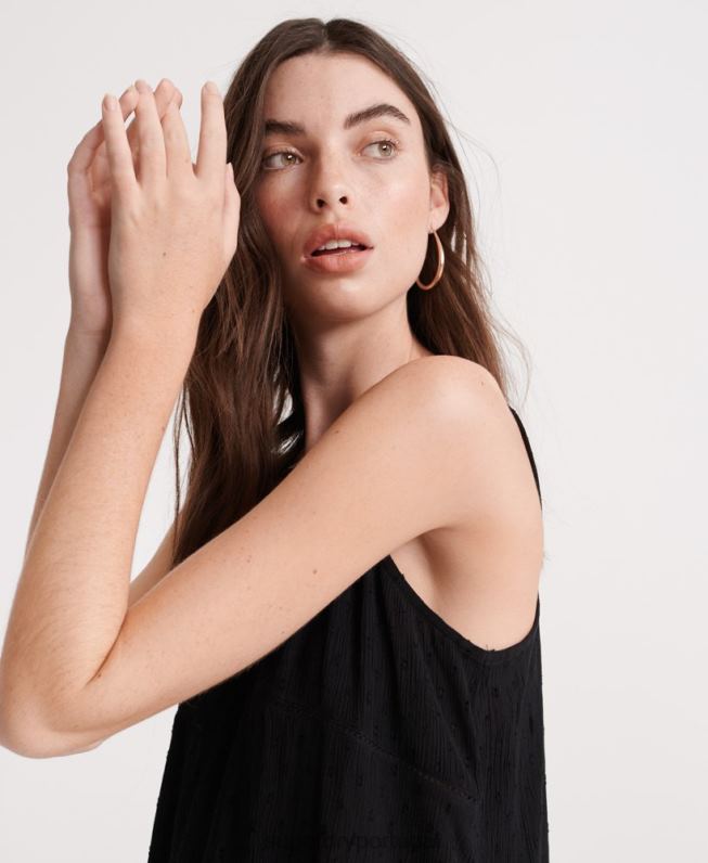 blusa de renda de verão mulheres preto roupas Superdry 2208H6776