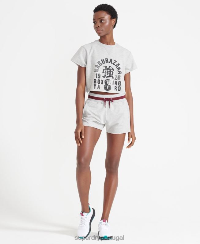 blusa de treino de boxe cortada mulheres cinza roupas Superdry 2208H6014