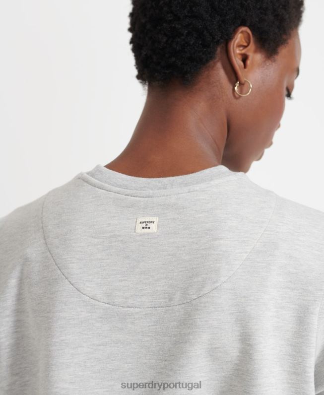 blusa de treino de boxe cortada mulheres cinza roupas Superdry 2208H6014