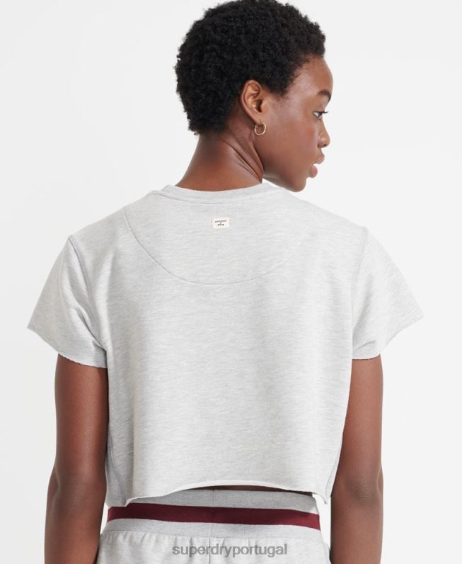 blusa de treino de boxe cortada mulheres cinza roupas Superdry 2208H6014