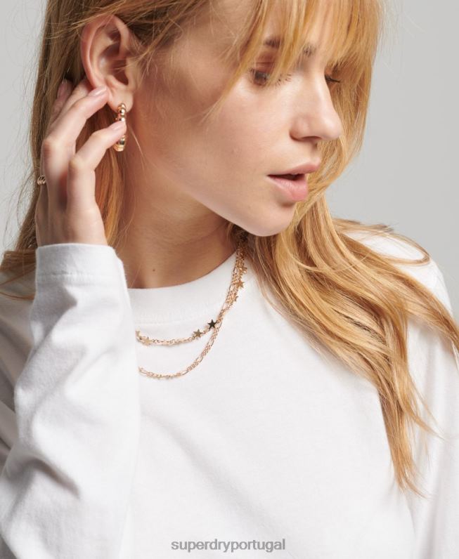 blusa vintage de algodão orgânico com logo bordado mulheres branco roupas Superdry 2208H6677