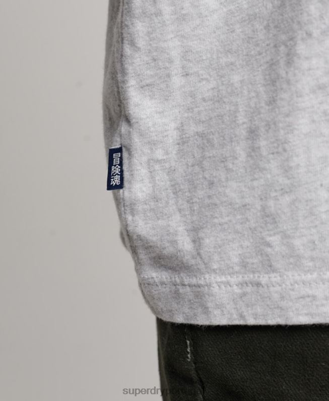 blusa vintage de algodão orgânico com logo bordado mulheres cinza claro roupas Superdry 2208H6569