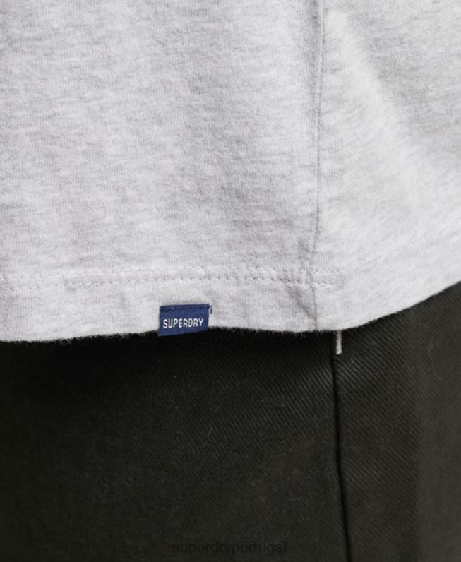 blusa vintage de algodão orgânico com logo bordado mulheres cinza claro roupas Superdry 2208H6569