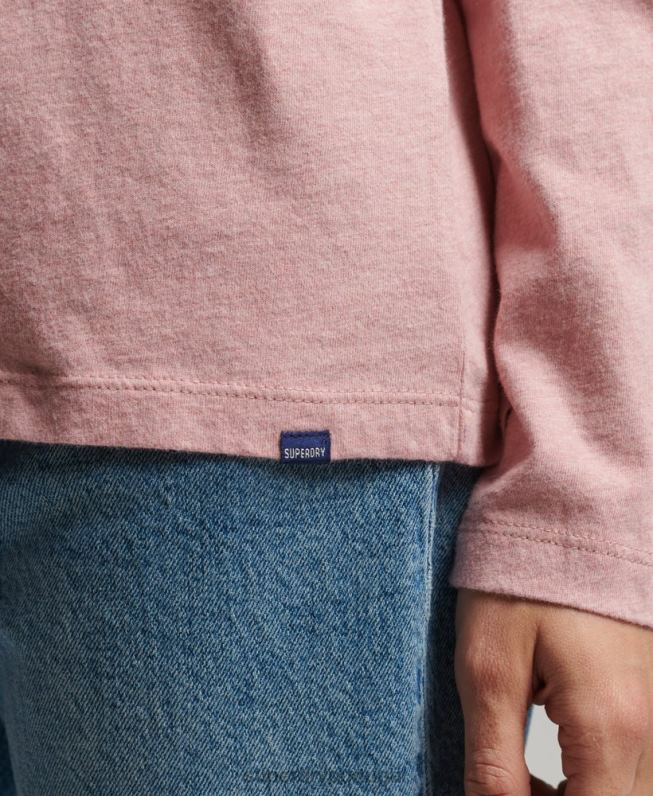 blusa vintage de algodão orgânico com logo bordado mulheres rosa roupas Superdry 2208H6671