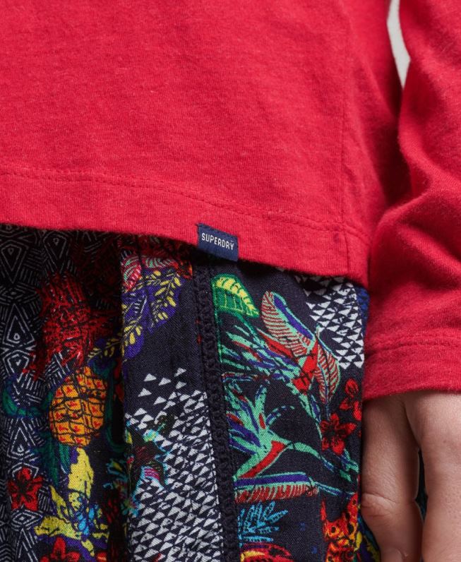 blusa vintage de algodão orgânico com logo bordado mulheres vermelho roupas Superdry 2208H6694