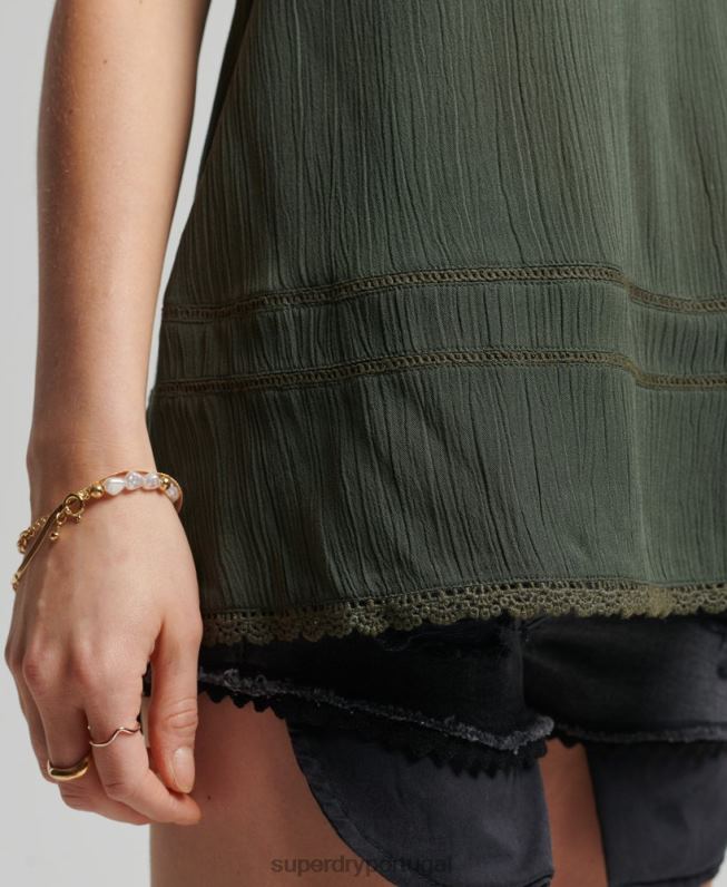 camisola de praia vintage mulheres caqui roupas Superdry 2208H6691