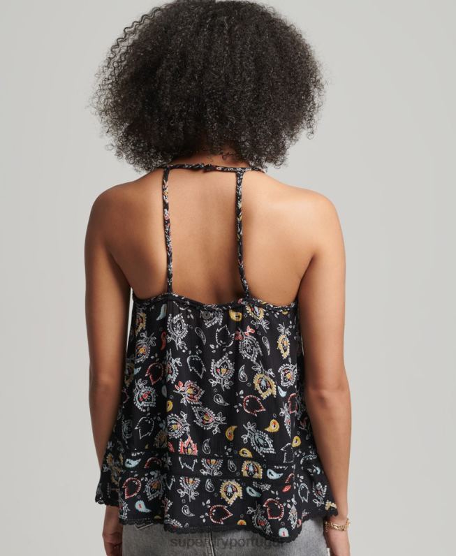 camisola de praia vintage mulheres preto roupas Superdry 2208H6746