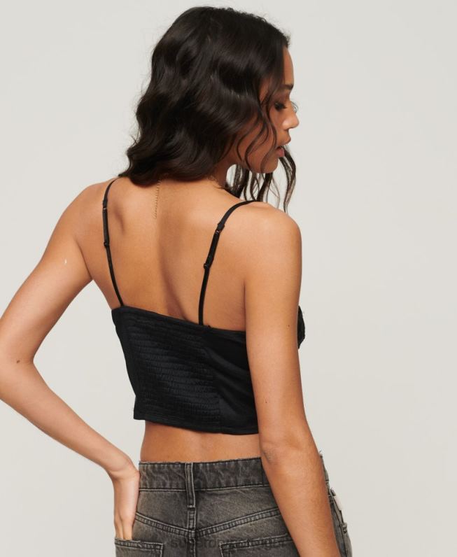 espartilho bordado floral mulheres cinza escuro roupas Superdry 2208H2039