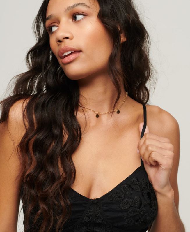 espartilho bordado floral mulheres cinza escuro roupas Superdry 2208H2039