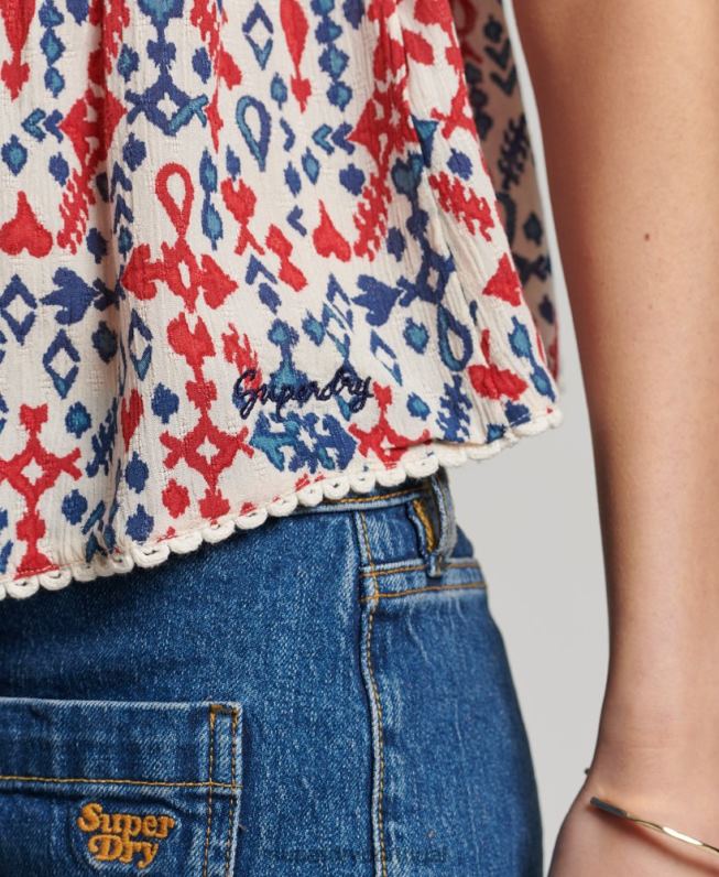 top cami em camadas mulheres vermelho roupas Superdry 2208H3013