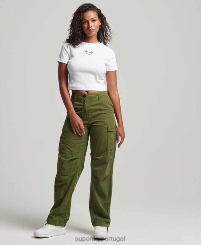 top crop fit com logo Heritage mulheres branco roupas Superdry 2208H2975