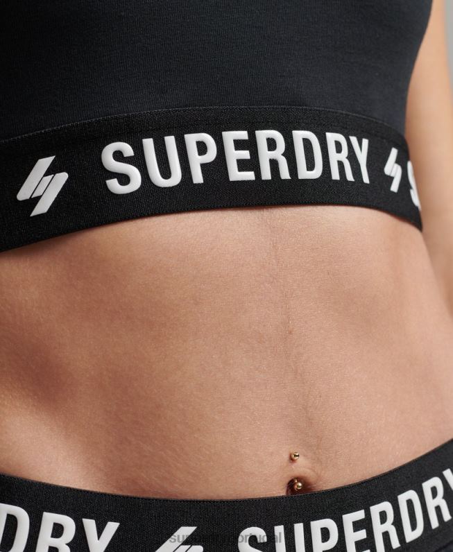 top cropped elástico code mulheres preto roupas Superdry 2208H3053