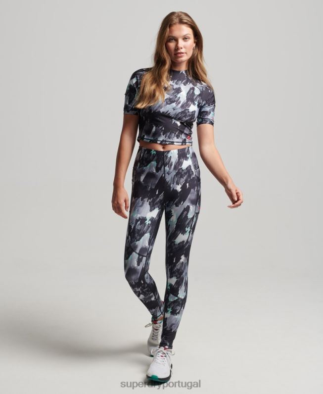 top cropped justo 3/4 mulheres cinza escuro roupas Superdry 2208H6318