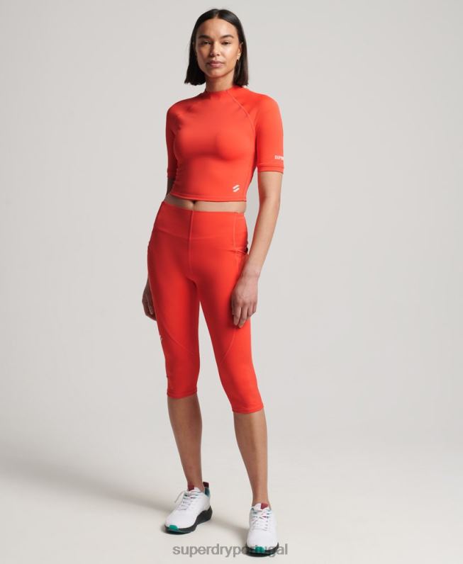 top cropped justo 3/4 mulheres coral roupas Superdry 2208H6311