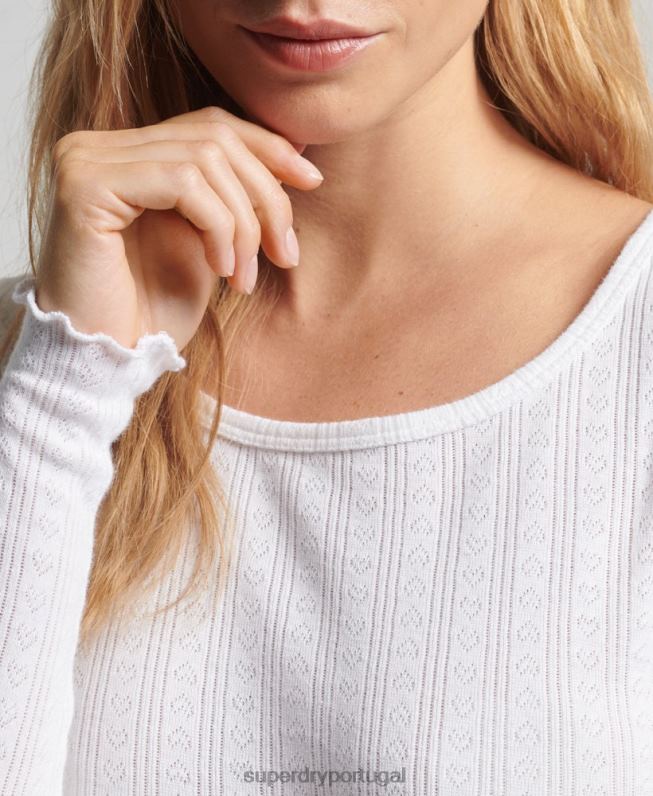 top cropped vintage de algodão orgânico mulheres branco roupas Superdry 2208H6722