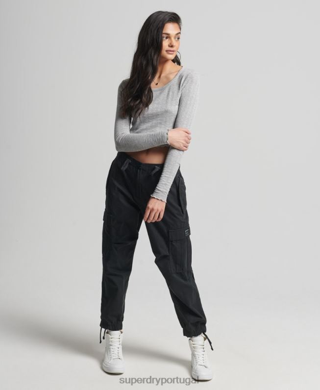 top cropped vintage de algodão orgânico mulheres cinza roupas Superdry 2208H6724