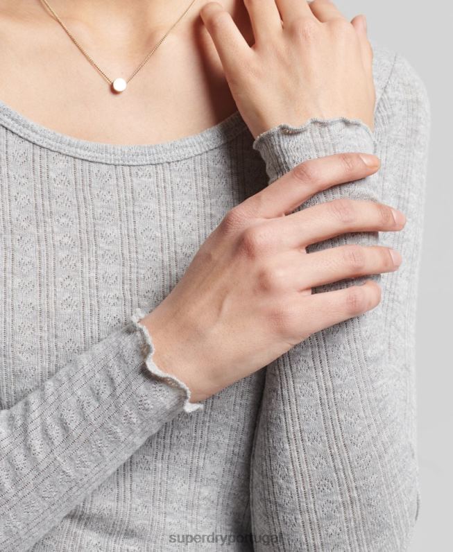 top cropped vintage de algodão orgânico mulheres cinza roupas Superdry 2208H6724