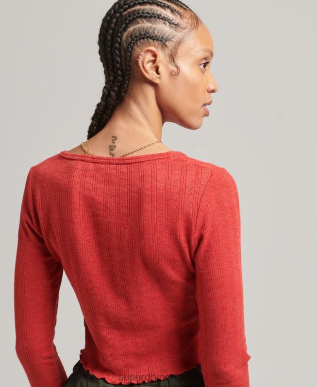 top cropped vintage de algodão orgânico mulheres vermelho roupas Superdry 2208H6688