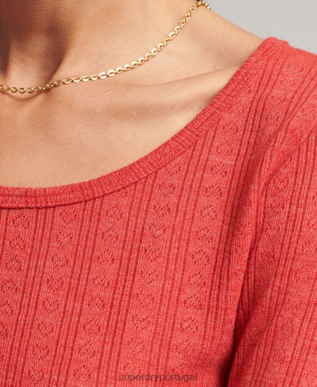 top cropped vintage de algodão orgânico mulheres vermelho roupas Superdry 2208H6688