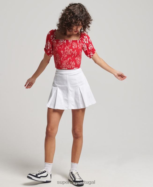 top cropped vintage ecovero mulheres vermelho roupas Superdry 2208H6706