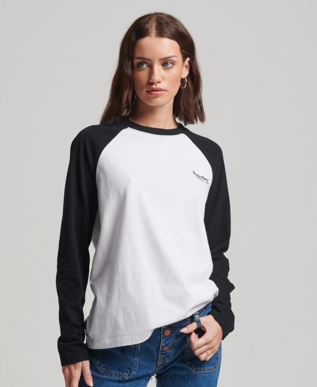 top de beisebol vintage de algodão orgânico mulheres branco roupas Superdry 2208H2974