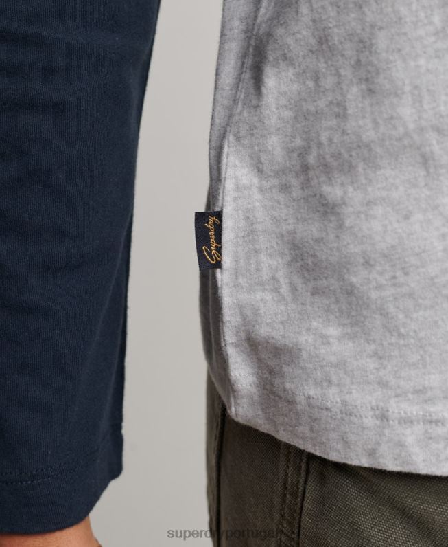 top de beisebol vintage de algodão orgânico mulheres cinza roupas Superdry 2208H2899