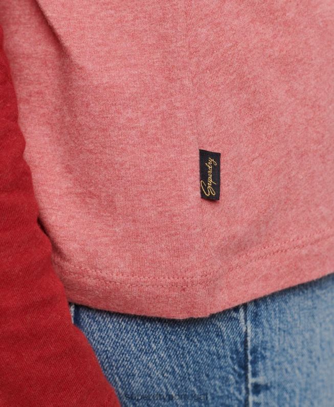 top de beisebol vintage de algodão orgânico mulheres rosa roupas Superdry 2208H2905