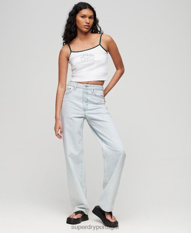 top de cami de colheita essencial atlético mulheres branco roupas Superdry 2208H2921