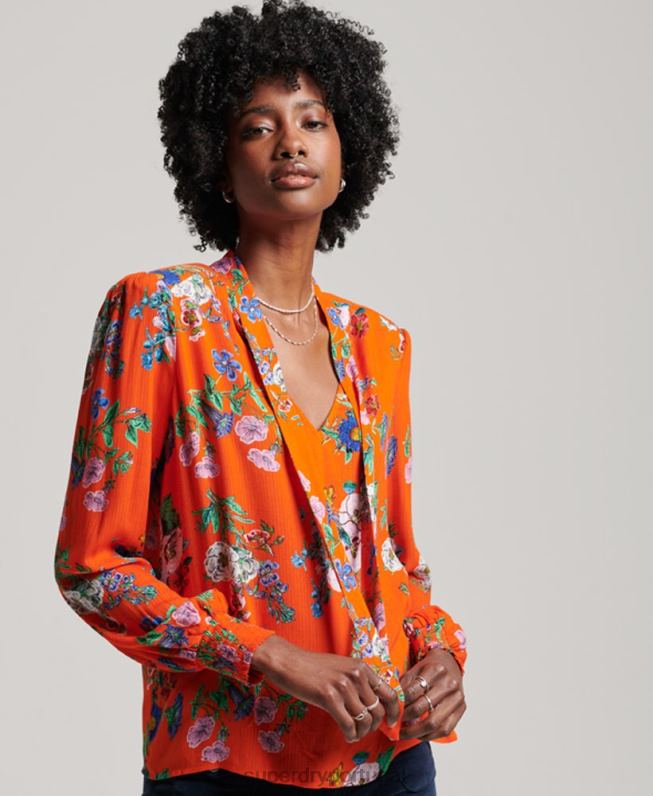 top de chiffon estúdios mulheres vermelho roupas Superdry 2208H3020