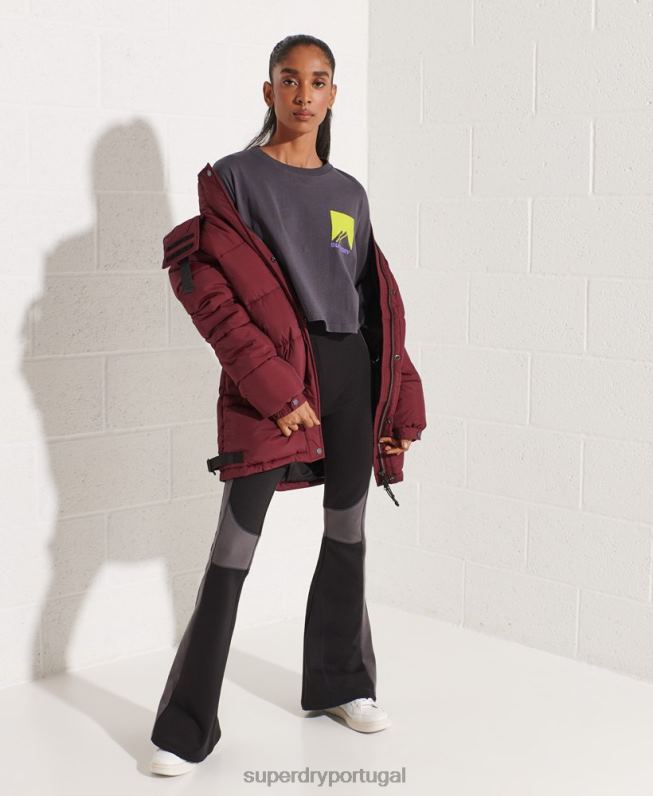 top de colheita de energia de esporte de montanha mulheres cinza escuro roupas Superdry 2208H3059