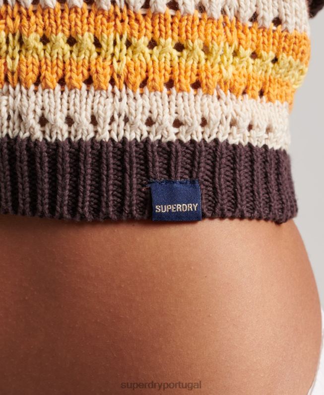 top de crochê mulheres marrom roupas Superdry 2208H2873
