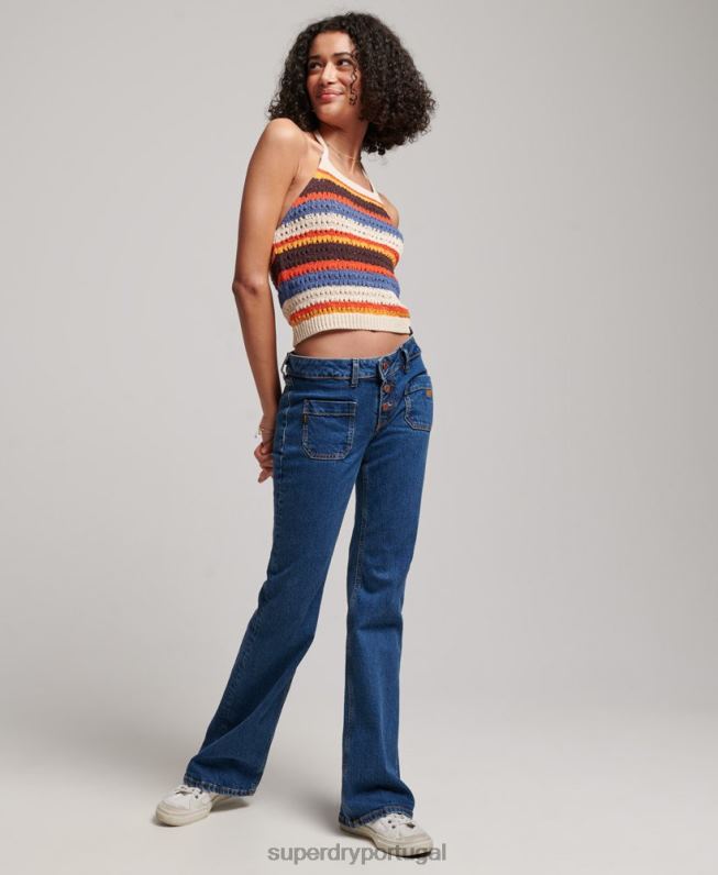 top de crochê mulheres marrom roupas Superdry 2208H2876