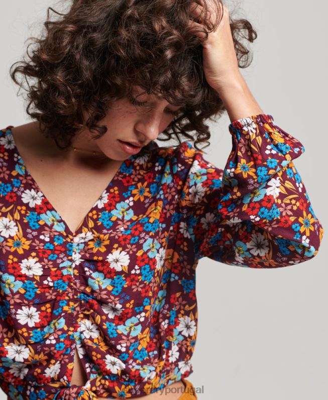 top de gravata vintage mulheres marrom roupas Superdry 2208H2956