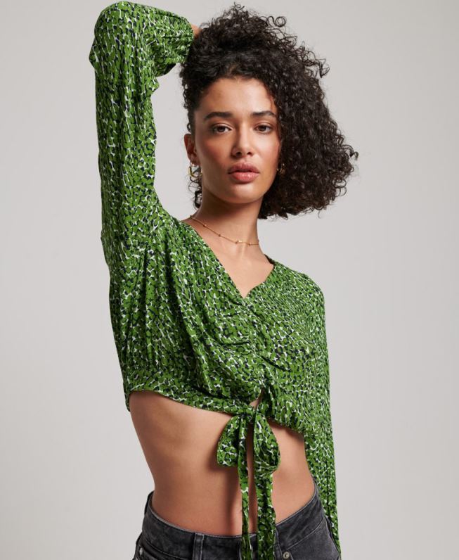 top de gravata vintage mulheres verde roupas Superdry 2208H2952