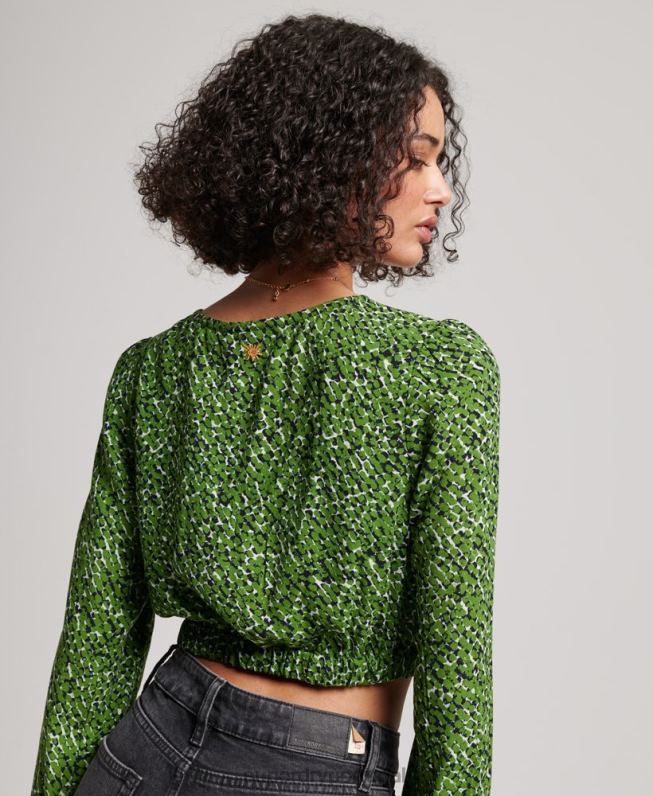 top de gravata vintage mulheres verde roupas Superdry 2208H2952