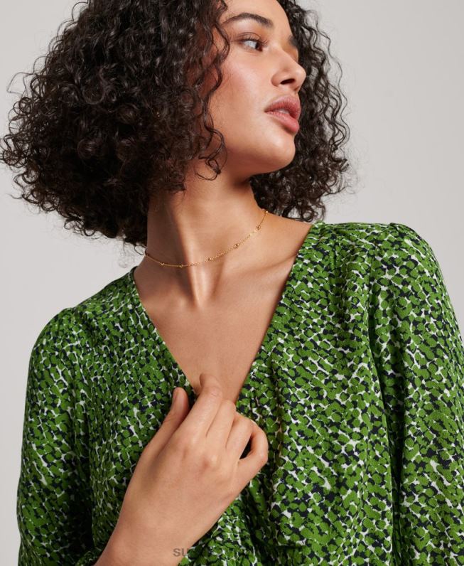 top de gravata vintage mulheres verde roupas Superdry 2208H2952