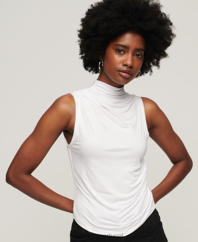 top de jérsei franzido mulheres branco roupas Superdry 2208H2875