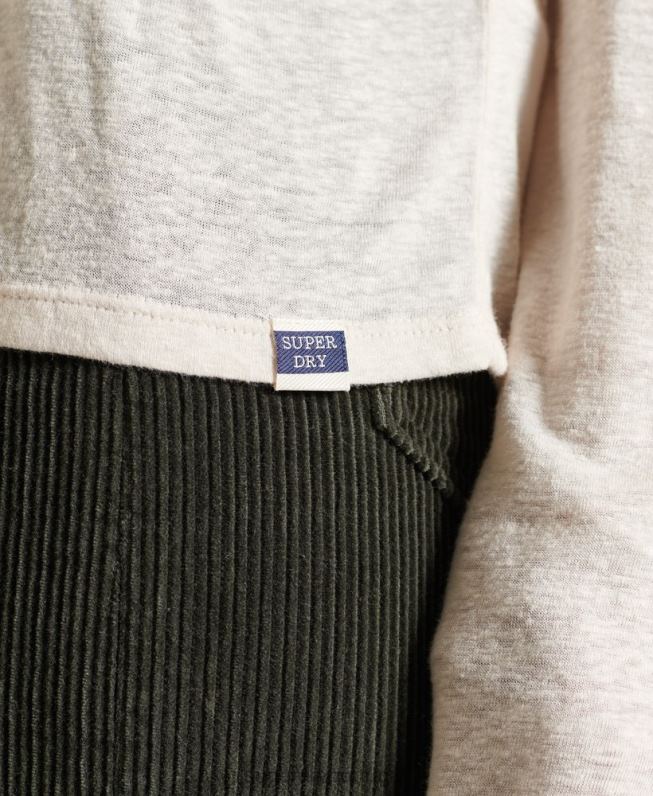 top de renda chevron mulheres creme roupas Superdry 2208H6760