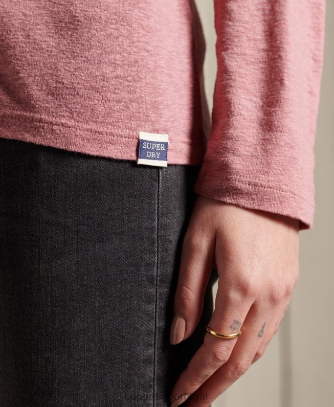 top de renda chevron mulheres rosa roupas Superdry 2208H6623