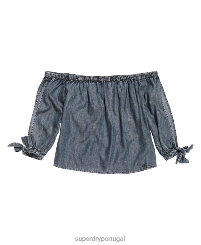 top helena mulheres azul roupas Superdry 2208H3069