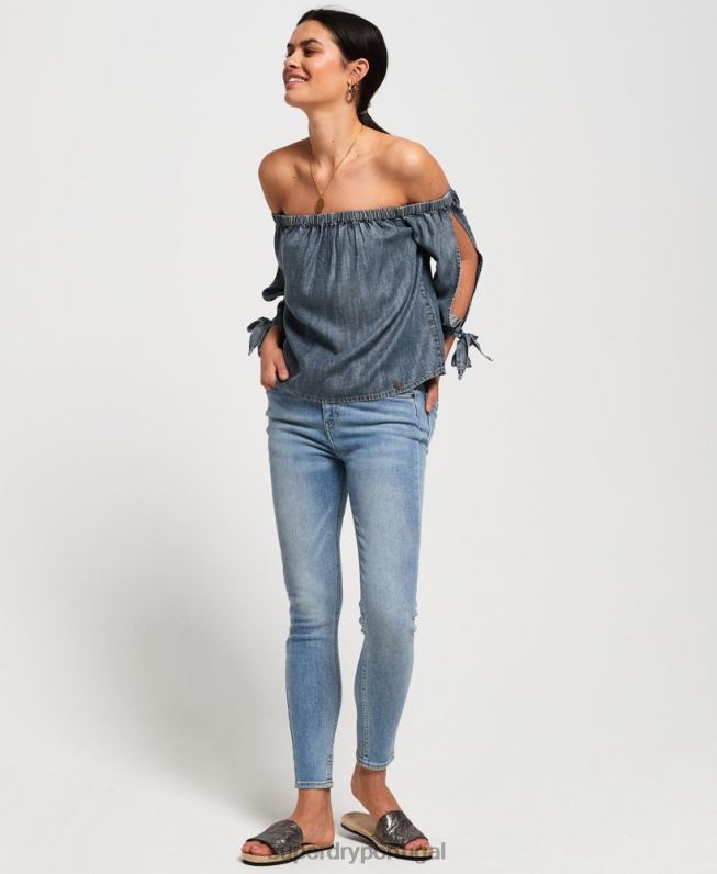 top helena mulheres azul roupas Superdry 2208H3069