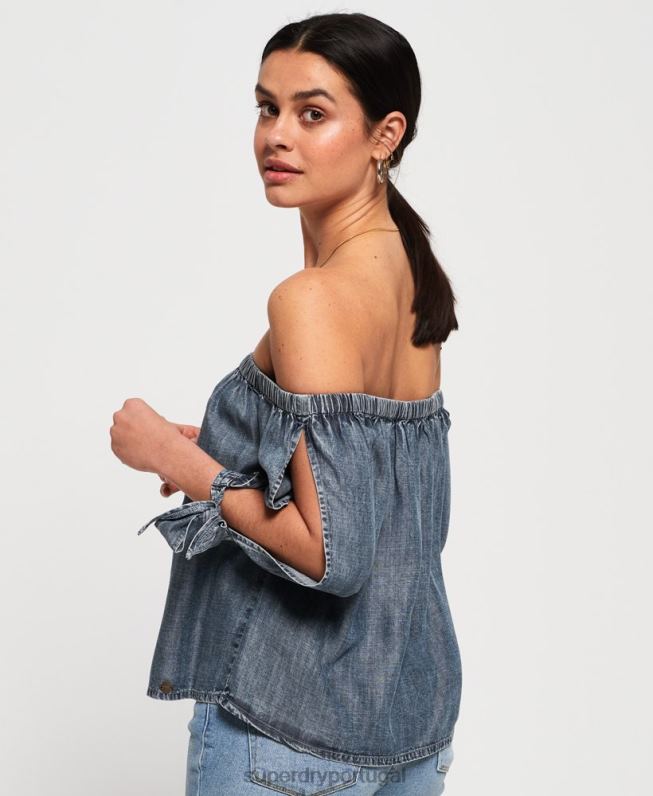 top helena mulheres azul roupas Superdry 2208H3069