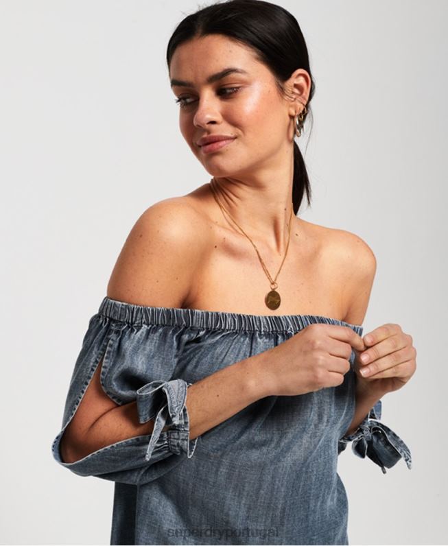 top helena mulheres azul roupas Superdry 2208H3069