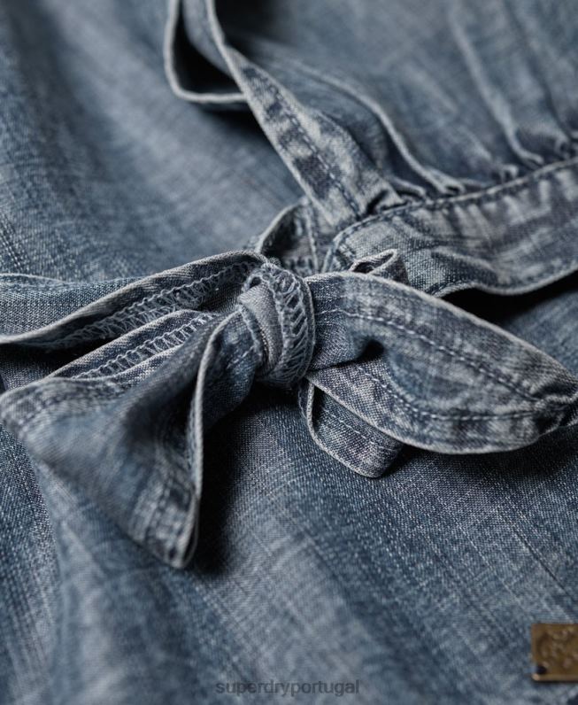 top helena mulheres azul roupas Superdry 2208H3069