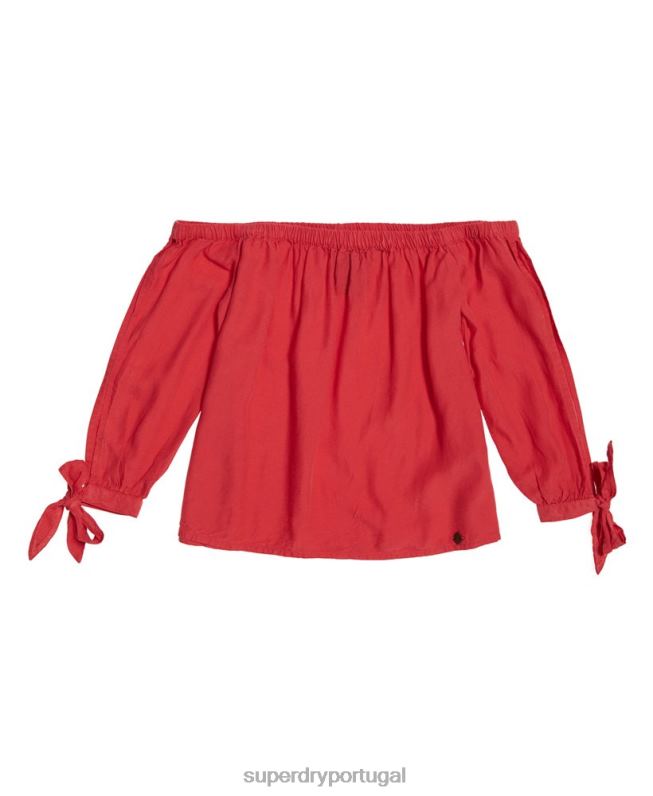 top helena mulheres vermelho roupas Superdry 2208H3075