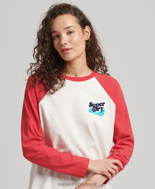 top nostalgia do cooper mulheres vermelho roupas Superdry 2208H3071