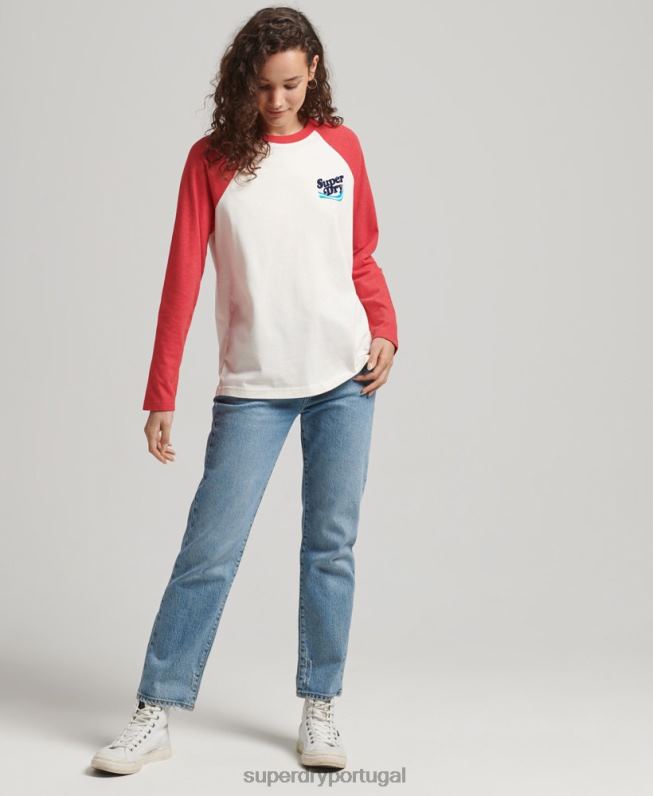 top nostalgia do cooper mulheres vermelho roupas Superdry 2208H3071