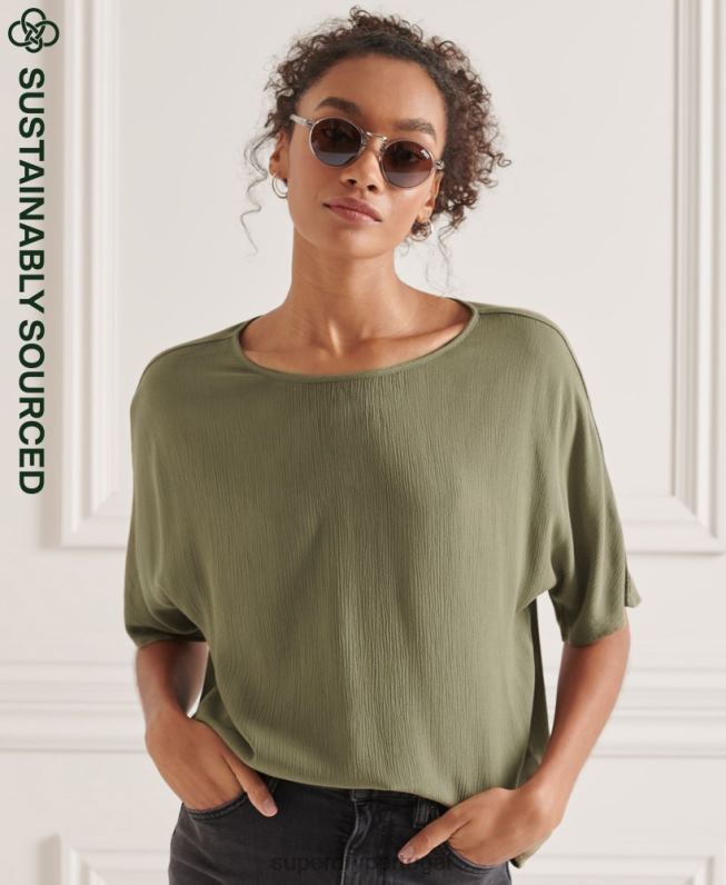top tecido studios mulheres verde roupas Superdry 2208H3068