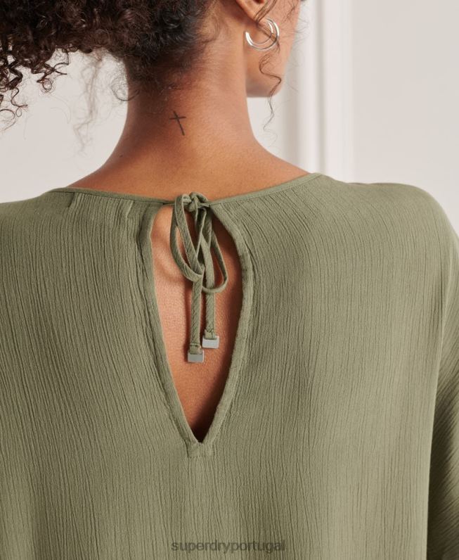 top tecido studios mulheres verde roupas Superdry 2208H3068