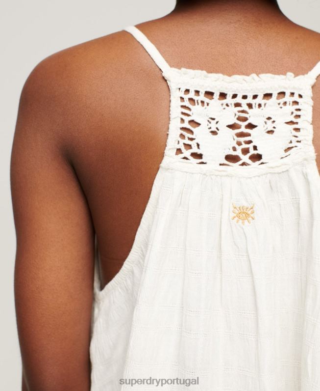 top vintage frente única mulheres creme roupas Superdry 2208H2871